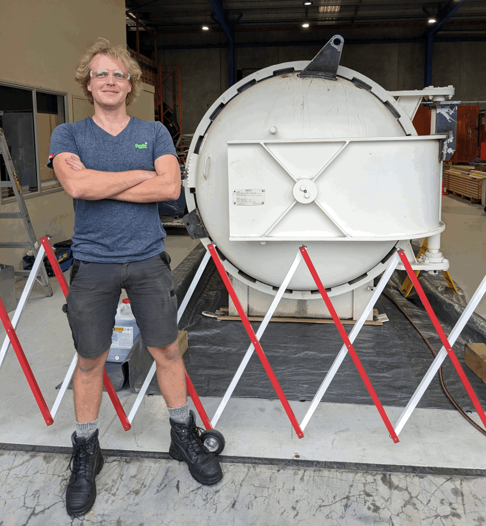 The goose in front of a test setup